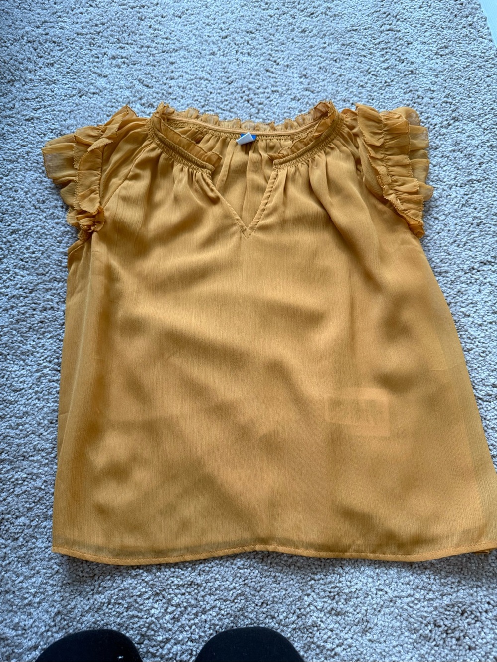 Old Navy Mustard Yellow Ruffle Sleeve Blouse